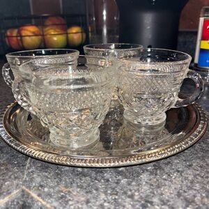 Diamond Pattern Punch or Coffee Teacups 3”x3.5” Diameter